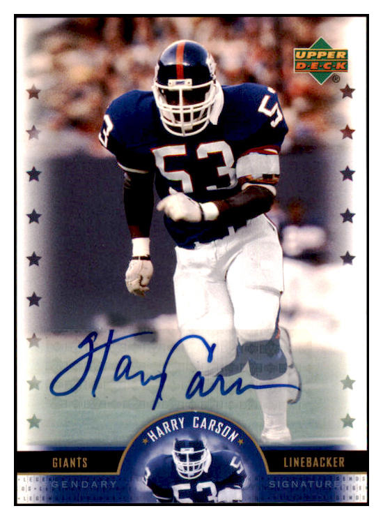 2005 UD Legends #LX-HC Harry Carson Giants Signed 461590