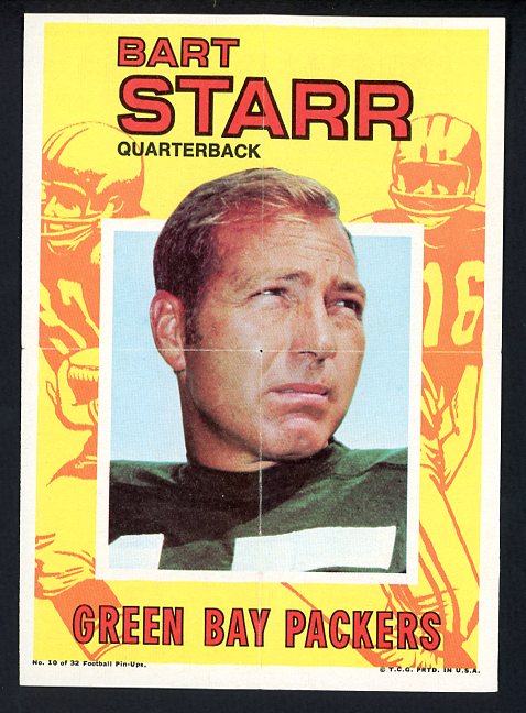 1971 Topps Football Pin Up #010 Bart Starr Packers EX-MT 470519