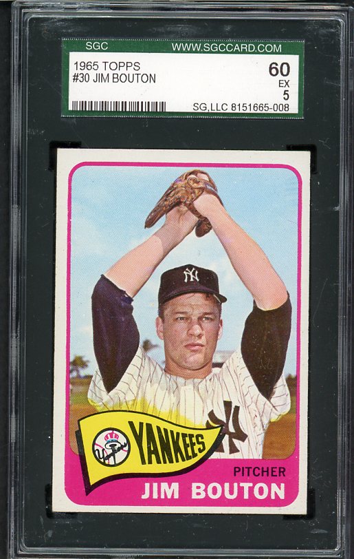 1965 Topps Baseball #030 Jim Bouton Yankees SGC 5 EX 472771