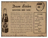 1958 Hires #040 Dave Sisler Red Sox EX-MT No Tab 479487