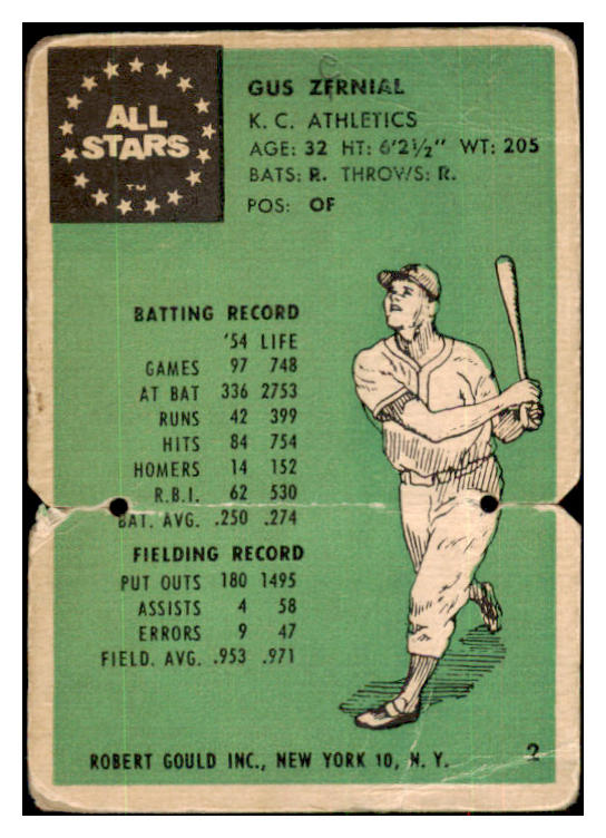 1955 Robert Gould #002 Gus Zernial A's GD-VG 479586
