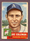 1953 Topps Baseball #279 Joe Coleman A's Good 483240