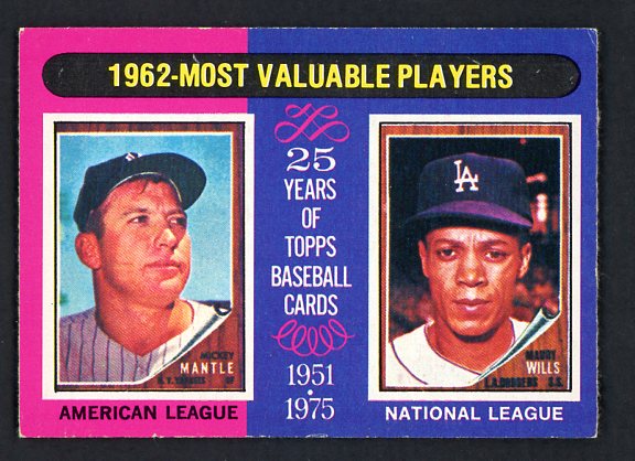 1975 O Pee Chee #200 Mickey Mantle Maury Wills EX-MT 485276