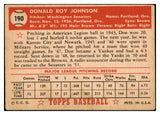 1952 Topps Baseball #190 Don Johnson Senators VG-EX 486400
