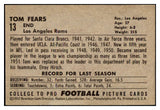 1952 Bowman Large Football #013 Tom Fears Rams EX 486723