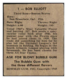 1948 Bowman Baseball #001 Bob Elliott Braves VG-EX 487194