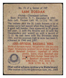1949 Bowman Baseball #078 Sam Zoldak Indians VG No Name 487416