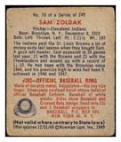 1949 Bowman Baseball #078 Sam Zoldak Indians EX No Name 487417