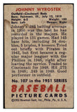 1951 Bowman Baseball #107 Johnny Wyrostek Reds VG 488528