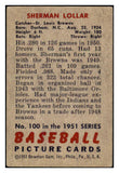 1951 Bowman Baseball #100 Sherm Lollar Browns VG 488919