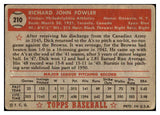 1952 Topps Baseball #210 Dick Fowler A's GD-VG 489449
