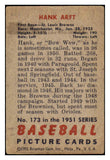 1951 Bowman Baseball #173 Hank Arft Browns VG-EX 489616