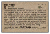 1952 Bowman Small Football #043 Dick Todd Washington VG-EX 489845