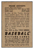 1952 Bowman Baseball #252 Frank Crosetti Yankees VG-EX 491204