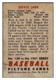 1951 Bowman Baseball #139 Doyle Lade Cubs EX-MT 492621