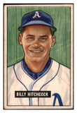 1951 Bowman Baseball #191 Billy Hitchcock A's VG 492665