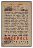 1951 Bowman Baseball #201 Steve O'Neill Red Sox EX 492672