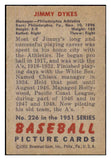 1951 Bowman Baseball #226 Jimmy Dykes A's EX-MT 492691