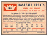 1960 Fleer Baseball #028 Lou Gehrig Yankees NR-MT 493655