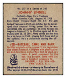 1949 Bowman Baseball #197 Johnny Lindell Yankees EX-MT 494268