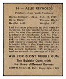 1948 Bowman Baseball #014 Allie Reynolds Yankees VG 494276