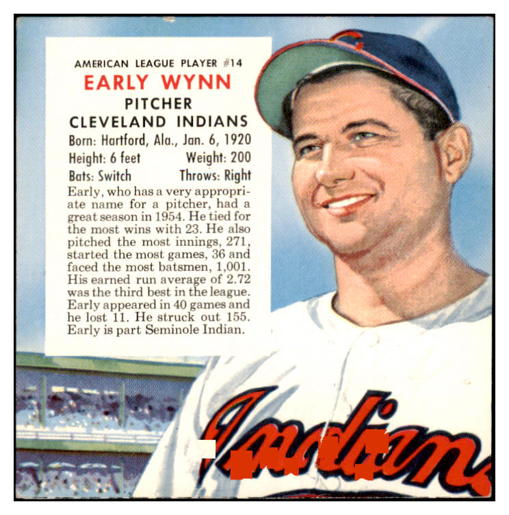 1955 Red Man #014AL Early Wynn Indians VG-EX No Tab 494833