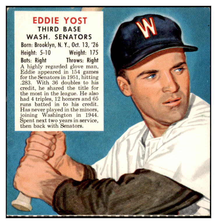 1952 Red Man #025AL Eddie Yost Senators VG-EX No Tab 494844