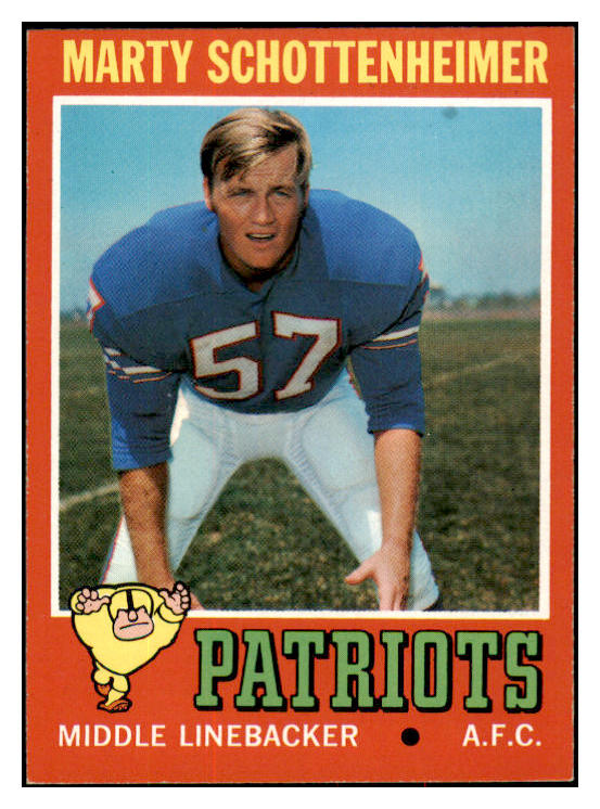 1971 Topps Football #003 Marty Schottenheimer Patriots EX-MT 495317