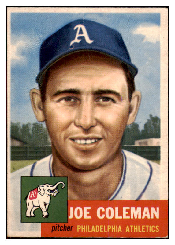 1953 Topps Baseball #279 Joe Coleman A's VG-EX 498966