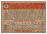 1952 Topps Baseball #074 Andy Hansen Phillies EX Red 506462