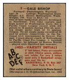 1948 Bowman Basketball #003 Gale Bishop Warriors EX-MT 507270