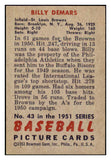 1951 Bowman Baseball #043 Billy Demars Browns NR-MT 507357