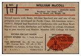 1953 Bowman Football #012 Bill McColl Bears VG 507481