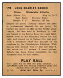 1940 Play Ball #191 John Babich A's VG 517454