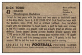 1952 Bowman Large Football #043 Dick Todd Washington EX-MT 519390