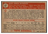 1952 Topps Baseball #067 Allie Reynolds Yankees VG-EX Red 521639