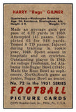 1951 Bowman Football #072 Harry Gilmer Washington EX-MT 522190