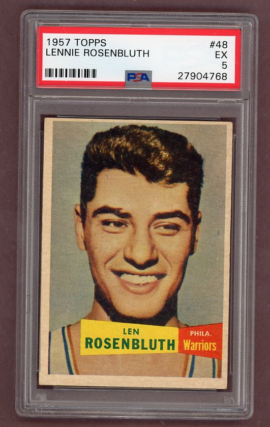 1957 Topps Basketball #048 Lennie Rosenbluth Warriors PSA 5 EX 522752