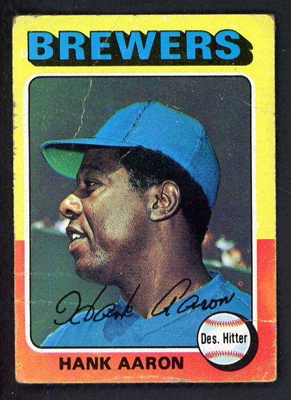 1975 Topps Baseball #660 Hank Aaron Brewers Poor 527153