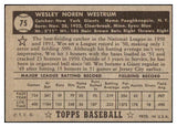 1952 Topps Baseball #075 Wes Westrum Giants EX-MT Black 528344