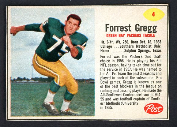 1962 Post Football #004 Forrest Gregg Packers NR-MT 529341