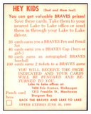 1960 Lake To Lake Bob Buhl Braves EX-MT 529534