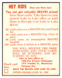 1960 Lake To Lake Bob Giggie Braves EX-MT 529552