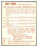 1960 Lake To Lake Red Schoendienst Braves EX-MT 529555