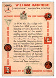 1956 Topps Baseball #001 Warren Harridge President EX-MT White 529701