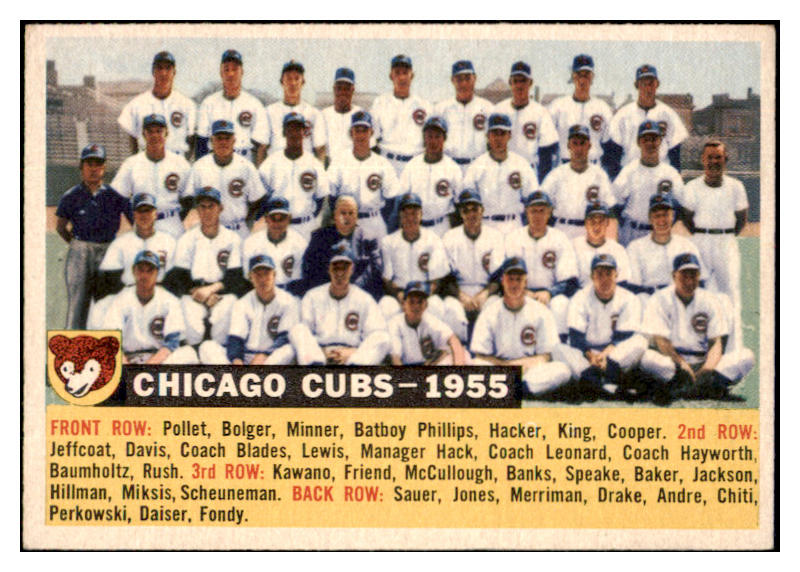 1956 Topps Baseball #011 Chicago Cubs Team EX-MT Dated 529711