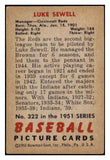 1951 Bowman Baseball #322 Luke Sewell Reds EX 530808