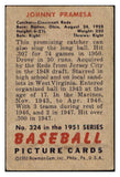 1951 Bowman Baseball #324 Johnny Pramesa Reds VG-EX 530833