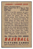 1951 Bowman Baseball #223 Johnny Vander Meer Indians EX 530837