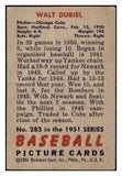 1951 Bowman Baseball #283 Walt Dubiel Cubs EX 530882